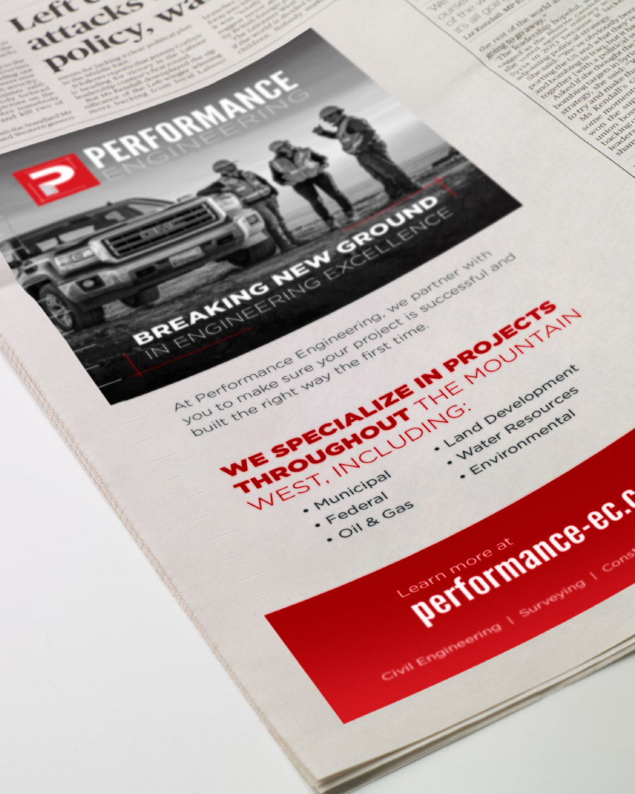 Performance Engineering - Newspaper Print Ad Design