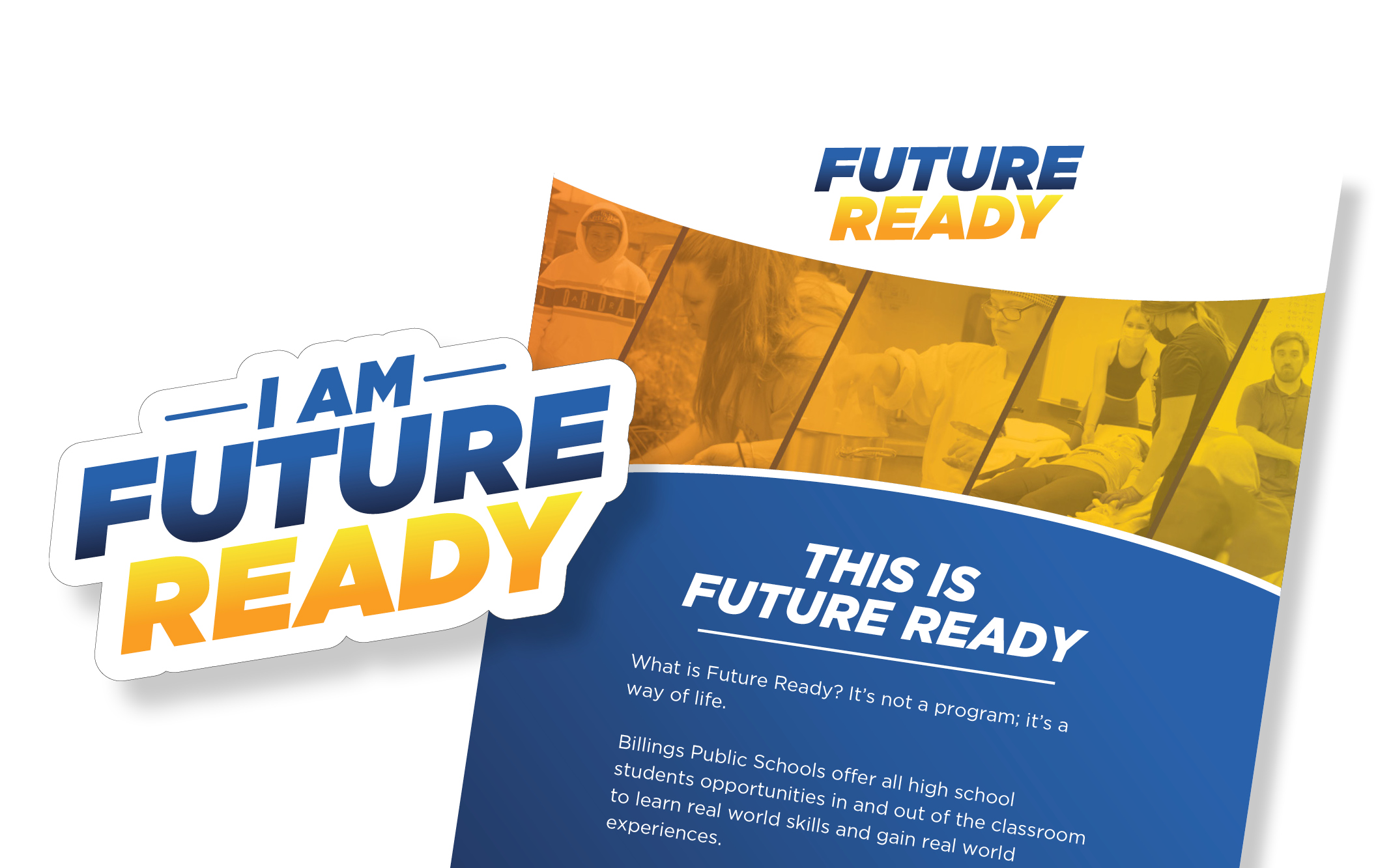 Future Ready Community Campaign Launch Collateral. Kinetic designed branded emails, posters, and stickers for the event.